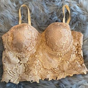 Cream and gold bustier top